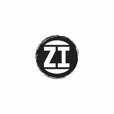 Beyaz arkaplanda izole edilmiş abstrac çember şekil tasarım şablonuna sahip ZI Logo İlk Harf Monogramı
