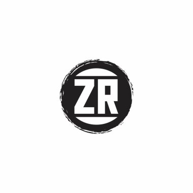 Beyaz arkaplanda izole edilmiş abstrac çember şekil tasarım şablonuna sahip ZR Logo İlk Harf Monogramı