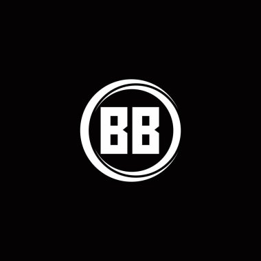 Siyah arkaplanda izole edilmiş daire dilimli yuvarlak tasarım şablonlu ilk harf monogramı