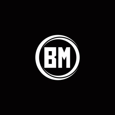 BM logo ilk harf monogramı daire dilimi yuvarlak tasarım şablonu siyah arkaplanda izole