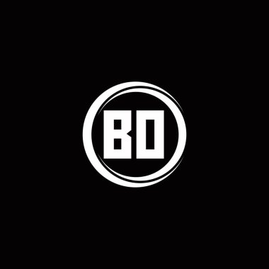 Siyah arkaplanda izole edilmiş daire dilimli yuvarlak tasarım şablonlu ilk harf monogramı