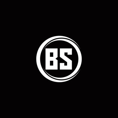 BS logo ilk harf monogramı daire dilimi yuvarlak tasarım şablonu siyah arkaplanda izole