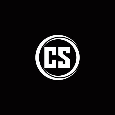Siyah arkaplanda izole edilmiş daire dilimli yuvarlak tasarım şablonu ile CS ilk harf monogramı