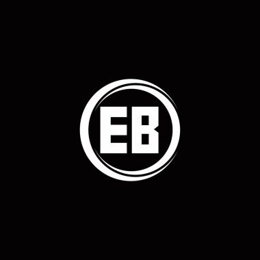 Siyah arkaplanda izole edilmiş daire dilimli yuvarlak tasarım şablonu ile EB ilk harf monogramı