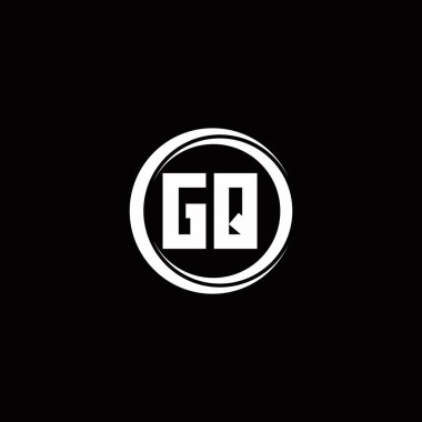 Siyah arkaplanda izole edilmiş daire dilimli yuvarlak tasarım şablonu ile GQ ilk harf monogramı
