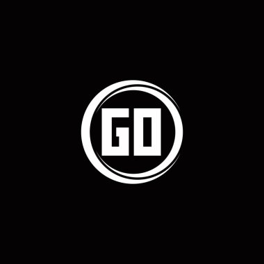 GO logo ilk harf monogramı daire dilimi yuvarlak tasarım şablonu siyah arkaplanda izole
