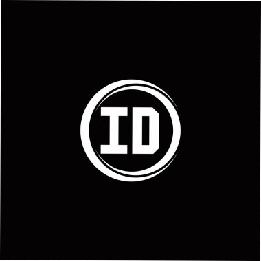 Siyah arkaplanda izole edilmiş daire dilimli yuvarlak tasarım şablonlu ilk harf monogramı