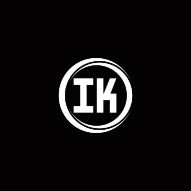 Yuvarlak dilimli yuvarlak tasarım şablonu siyah arkaplanda izole edilmiş ilk harf monogramı