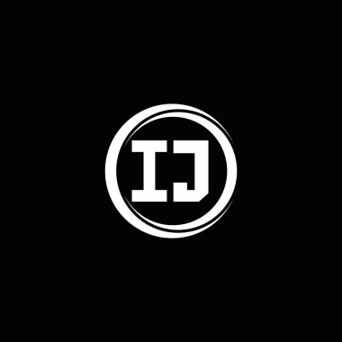 Dairesel dilimlenmiş yuvarlak tasarım şablonu siyah arkaplanda izole edilmiş ilk harf monogramı