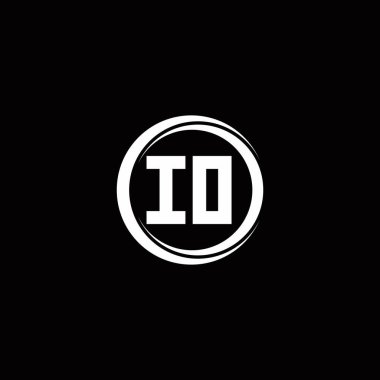 Yuvarlak dilimli yuvarlak tasarım şablonu siyah arkaplanda izole edilmiş ilk harf monogramı