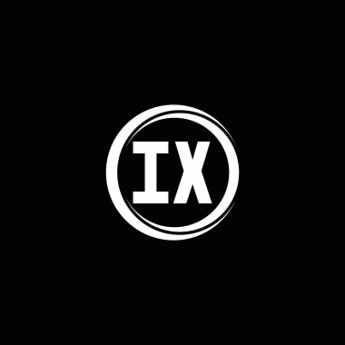 Siyah arkaplanda izole edilmiş daire dilimli yuvarlak tasarım şablonlu ilk harf monogramı