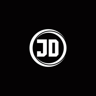 Siyah arkaplanda izole edilmiş daire dilimli yuvarlak tasarım şablonu ile JD ilk harf monogramı