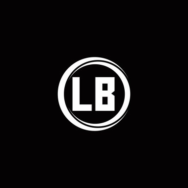 LB logo ilk harf monogramı daire dilimi yuvarlak tasarım şablonu siyah arkaplanda izole