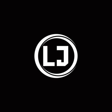 LJ logo ilk harf monogramı daire dilimi yuvarlak tasarım şablonu siyah arkaplanda izole