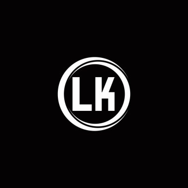 LK logo ilk harf monogramı daire dilimi yuvarlak tasarım şablonu siyah arkaplanda izole