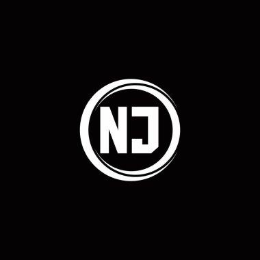 Siyah arkaplanda izole edilmiş daire dilimli yuvarlak tasarım şablonu içeren ilk harf monogramı