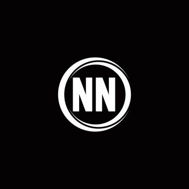 Siyah arkaplanda izole edilmiş daire dilimli yuvarlak tasarım şablonu ile NN ilk harf monogramı