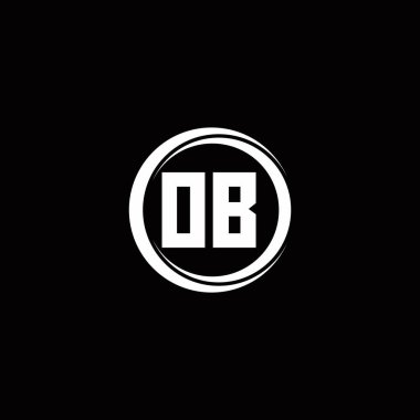 Siyah arkaplanda izole edilmiş yuvarlak kesimli tasarım şablonu ile OB ilk harf monogramı