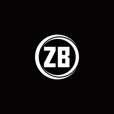 Siyah arkaplanda izole edilmiş daire dilimli yuvarlak tasarım şablonu ile ZB ilk harf monogramı
