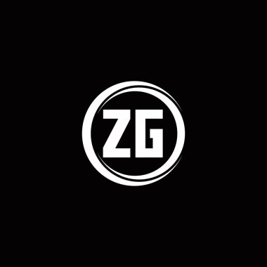 Siyah arkaplanda izole edilmiş daire dilimli yuvarlak tasarım şablonu ile ZG ilk harf monogramı