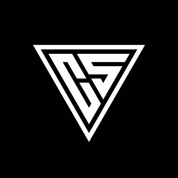 Logo Monogram Tvarem Tiranglu Izolovaný Černém Pozadí Geometrický Vektor Ikona — Stockový vektor