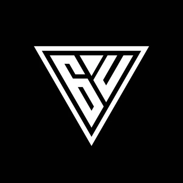 黒い背景の幾何学的ベクトルのアイコンに隔離された三角形の形をしたGuロゴのモノグラム — ストックベクタ