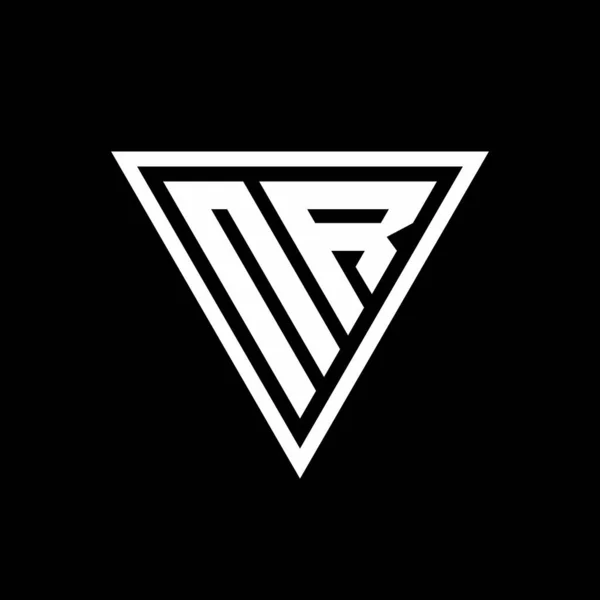 Siyah arkaplan geometrik vektör simgesi üzerinde izole edilmiş tirangle şekilli NR Logo monogramı