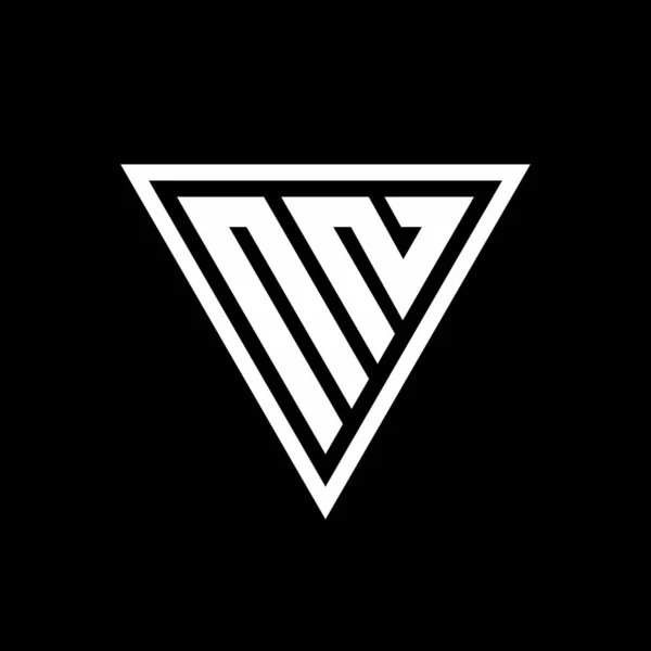 Logo Monogram Met Tirangle Vorm Geïsoleerd Zwarte Achtergrond Geometrische Vector — Stockvector