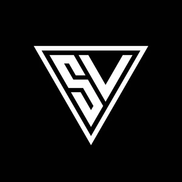 Logo Monogram Tiranglovým Tvarem Izolovaný Černém Pozadí Geometrický Vektor Ikona — Stockový vektor