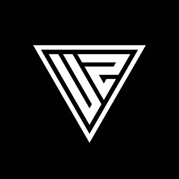 黒い背景の幾何学的ベクトルアイコンに分離された三角形の形状を持つUzロゴのモノグラム — ストックベクタ