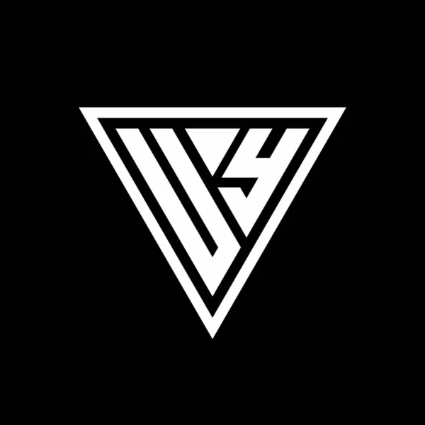 黒い背景の幾何学的ベクトルのアイコンに隔離された三角形の形状を持つUyロゴのモノグラム — ストックベクタ