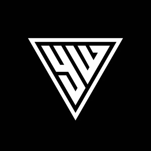 Yw黒の背景幾何学的ベクトルアイコン上に隔離された三角形の形状を持つロゴのモノグラム — ストックベクタ