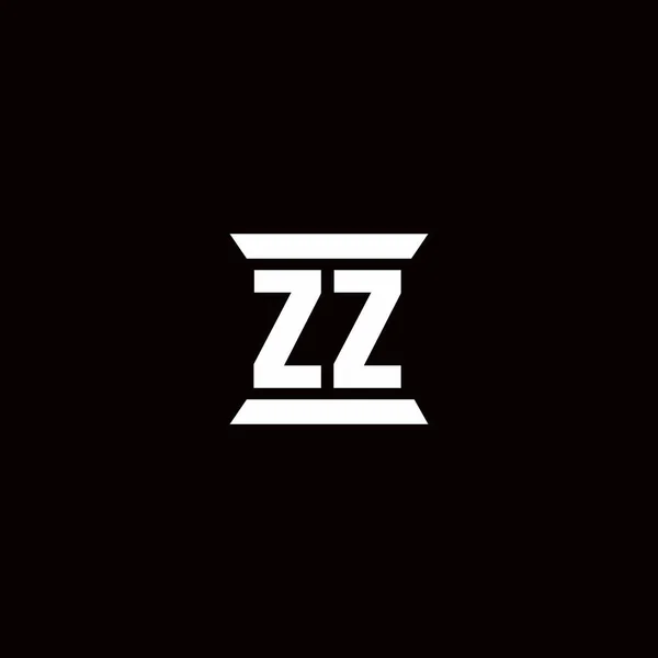 Zz标识首字母单字 柱形设计模板在黑色背景中分离 — 图库矢量图片