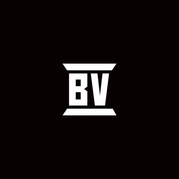 Logo Počáteční Písmeno Monogram Pilířem Tvar Šablony Izolované Černém Pozadí — Stockový vektor