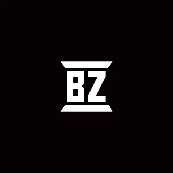 Bz标识首字母单字 柱形设计模板在黑色背景中分离 — 图库矢量图片