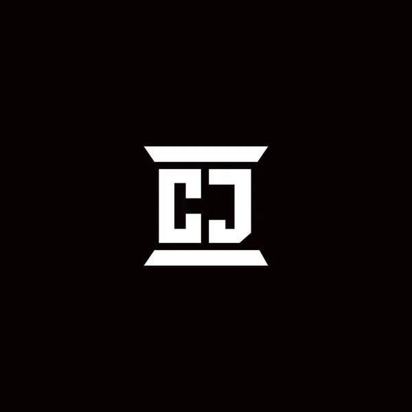 Logo Początkowy Monogram Literowy Szablonem Kształtu Filaru Izolowany Czarnym Tle — Wektor stockowy