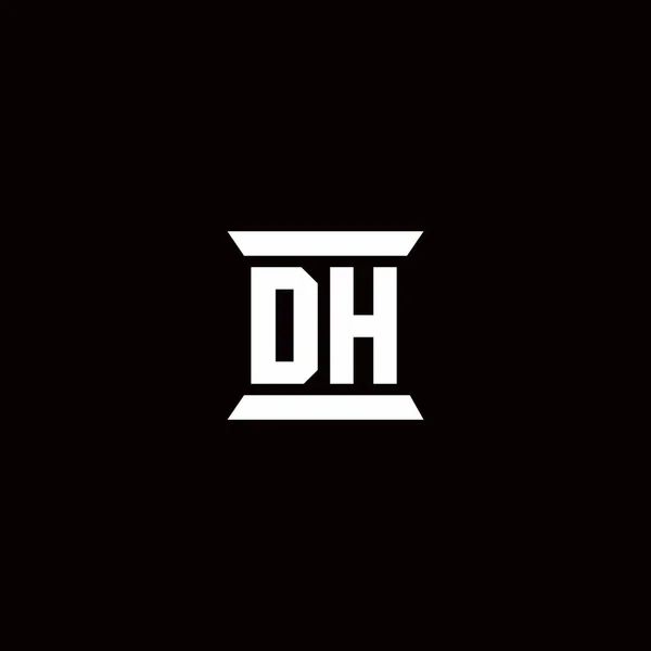 Dh标志首字母拼图 柱形设计模板在黑色背景中分离 — 图库矢量图片