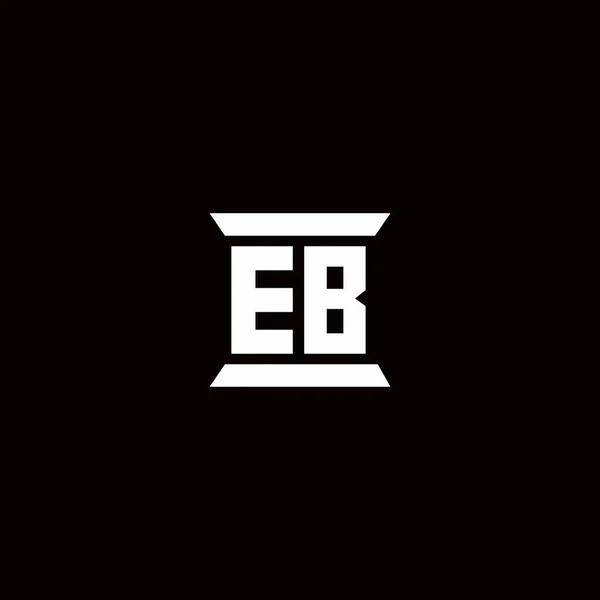Eb标识首字母单字 柱形设计模板在黑色背景中分离 — 图库矢量图片