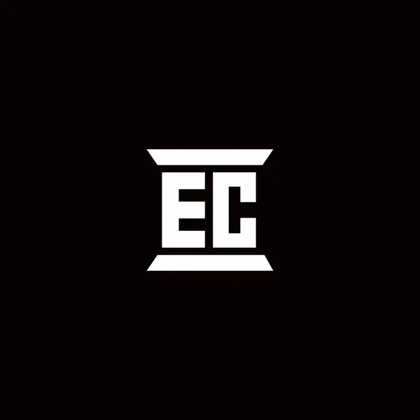 带有黑底柱形设计模板的Ec标志首字母拼图 — 图库矢量图片