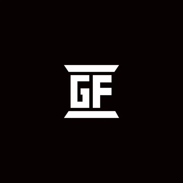 Gf标志首字母单字 柱形设计模板在黑色背景中分离 — 图库矢量图片