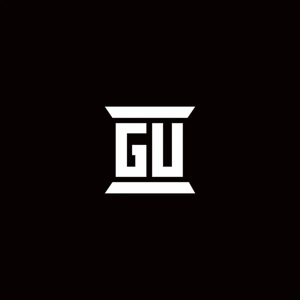 Logo Initial Letter Monogramm Mit Säulenform Design Vorlage Isoliert Schwarzem — Stockvektor