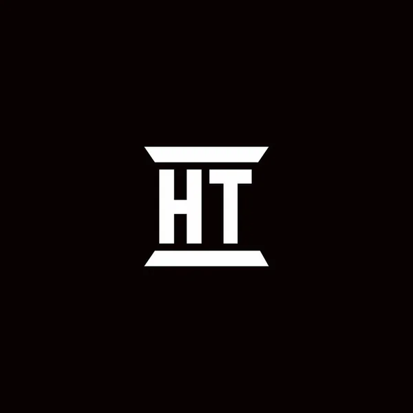 Ht标志首字母单字 柱形设计模板分离于黑色背景 — 图库矢量图片