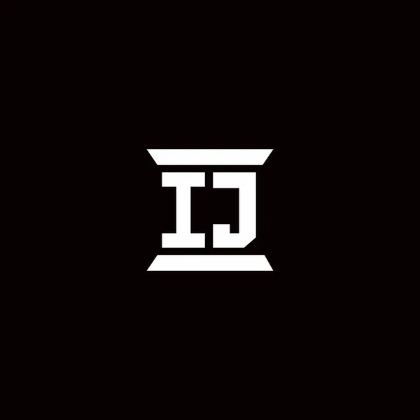 Ij标识首字母单字 柱形设计模板分离于黑色背景 — 图库矢量图片