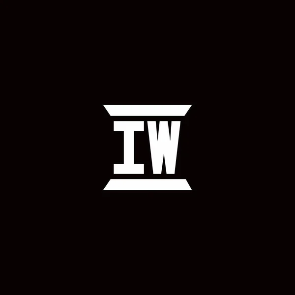 Logo Initialbuchstabenmonogramm Mit Säulenförmiger Designvorlage Isoliert Auf Schwarzem Hintergrund — Stockvektor
