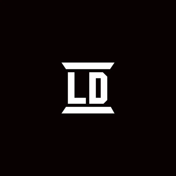 Logosu Ilk Harf Monogramı Sütun Şekli Şablonu Siyah Arkaplanda Izole — Stok Vektör