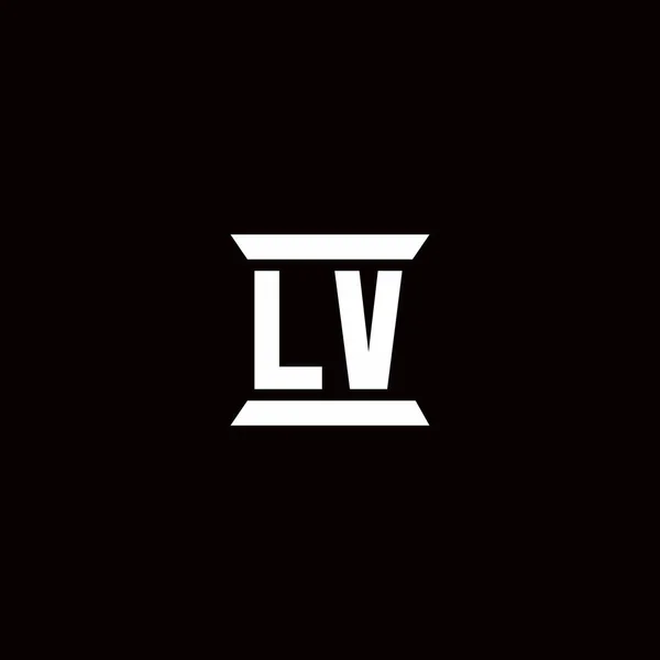 Logo Iniziale Lettera Monogramma Con Pilastro Modello Progettazione Forma Isolato — Vettoriale Stock