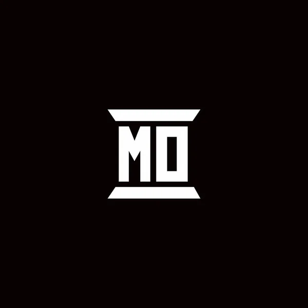 黒の背景に隔離された柱形のデザインテンプレートとMoロゴ初期文字モノグラム — ストックベクタ
