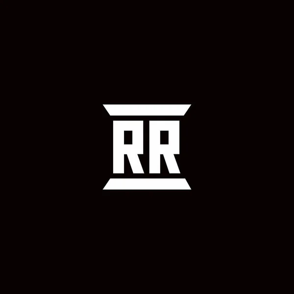 黒の背景に隔離された柱形のデザインテンプレートとRrのロゴ初期文字モノグラム — ストックベクタ