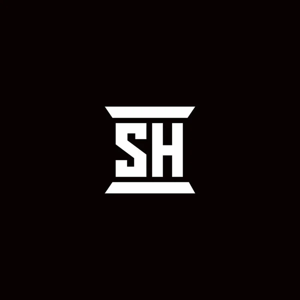 Логотип Начальная Монограмма Буквы Шаблоном Формы Столба Изолированы Черном Фоне — стоковый вектор