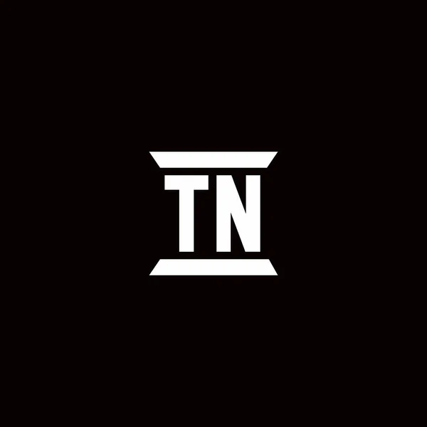 带有黑底柱形设计模板的Tn标志首字母拼图 — 图库矢量图片